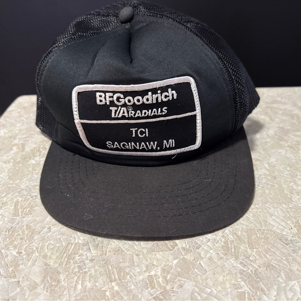 Vtg 80s BF Goodrich T/A Radials Tires Mesh Trucker Hat TCI Saginaw, Michigan